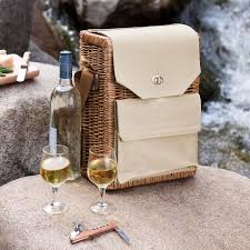 Corsica Tan Woven Wine & Cheese Outdoor Picnic Basket + ...