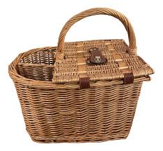 Vintage Wicker Wine & Cheese Basket- Lined | Chairish
