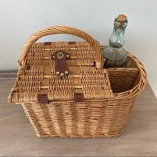 Accents | Rattan Picnic Basket With Wine Caddy | Poshmark