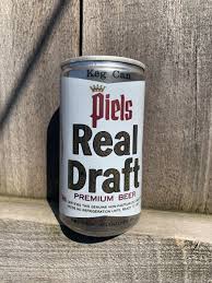Vintage Beer Can Piels Real Draft Keg Can Bottom Open White Silver Peel Tab | eBay Australia