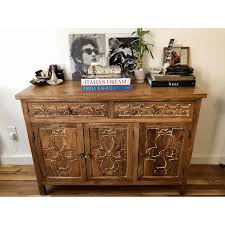 Pier 1 Hand-Carved Sakandi Cabinet - AptDeco