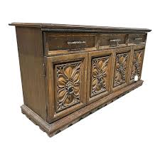 1970s Mid Century Mediterranean Revival Carved Oakwood ...