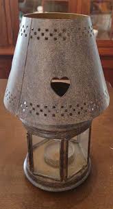 Brown Primitive Hurricane Style Hinged Glass Lantern Candle ...