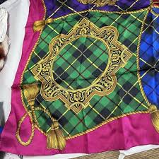 Vintage Scarf Adrienne Vittadini Tartan Plaid Equestrian ...