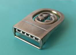 VINTAGE GUCCI ITALY GG SILVER PLATED BRASS BELT BUCKLE 2.25 ...