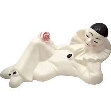 Pierrot Harlequin Clown Black & White Ceramic Figurine. For ...