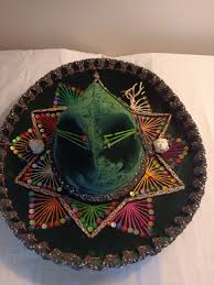 Vintage Authentic Velvet Green Mexican Sombrero Mariachi ...
