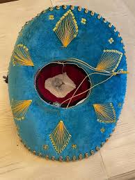 Vintage Authentic Pigalle Aqua Blue Velvet Gold Mexican ...