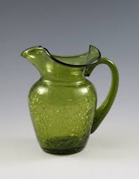 Beautiful Vintage Rainbow or Pilgrim Glass Handmade Green Crackle Glass Pitcher - Etsy