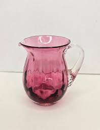 Small Cranberry Pilgrim Glass Pitcher Vintage Hand Blown Art Glass | eBay