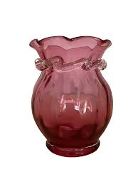 Vintage Cranberry Glass Pink Swirl Vase 4.25" tall Hand ...