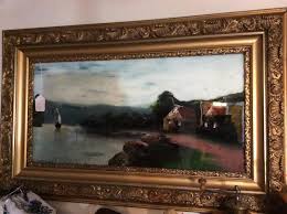 Sold at Auction: Large Framed Reverse Glass Painting of Lake ...