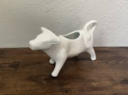 Vintage White Porcelain Ceramic Cow Creamer Gravy Pitcher or ...