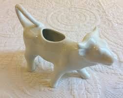 Vintage Ceramic Cow Cream Pitcher, Tail as the Handle, Mouth ...