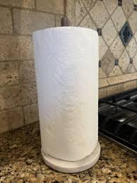 Mango Wood & White Marble Base Paper Towel Holder