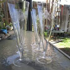 Vintage | Dining | Vintage Mcm Delicate Etched Crystal Etched Tall Champayne Flutes Set Of 2 | Poshmark