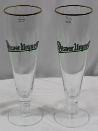 PIlsner Urquell Set 2 Pilsners .3l Vintage Gold Trim Faceted ...
