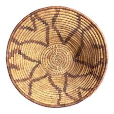 Vintage Handwoven Natural Coil Basket Starburst Star Tribal ...