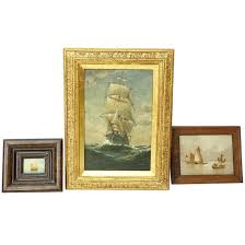 Sailing Ship at Sea, Oil on Canvas, 19th to 20th century ...