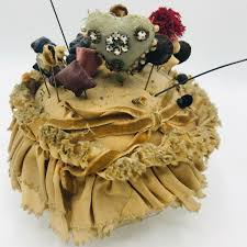 Antique Victorian Hat Pin Cushion Hat Pins Primitive Folk Agnes Crowther Sewing | eBay