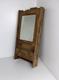 Medicine Apothecary cabinet wall hanging wood beveled glass mirror, antique | eBay