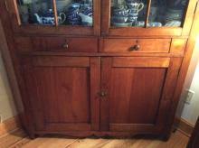 Sold at Auction: Antique 16 Pane Glass Fronted Cherry Corner Cupboard