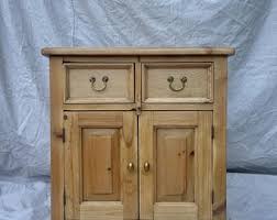 Restored Vintage Pine Side Table With Brass Handles - Etsy