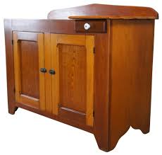 Primitive Antique Early American Oak & Pine Dry Sink Country Farmhouse Washstand