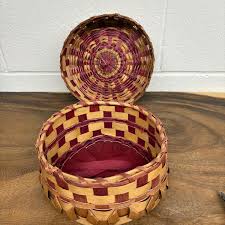 Handmade Curled Ash Splint Basket Native American, Lidded ...
