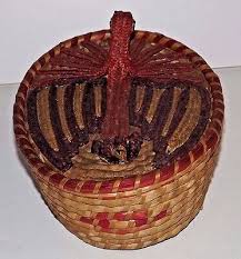 Vintage Chicken Turkey Woven Basket with Lid- Brown & Red 8 ...