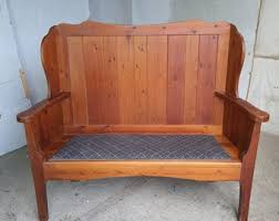 Pine High Back Wing Back Bench Fabric Seat Kitchen Hall Seat ...