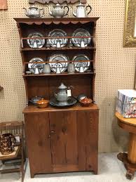 JJE - Antique pine pewter cupboard with pewter on display ...