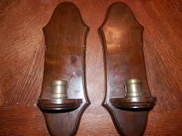 SET 2 WOODEN TAPER WALL CANDLE HOLDER SCONCES 14" Country ...