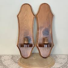 Vintage Wooden Wall Sconces Candle Holders | Mercari
