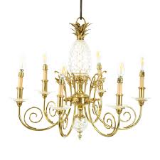 QUOIZEL Brass and Crystal 6 Light Chandelier with Pineapple ...