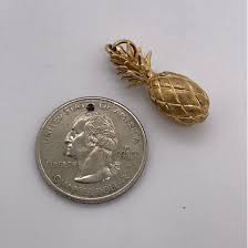 14K Yellow Gold Pineapple Charm Pendant P001 – ELI ADAMS ...