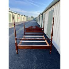 1970s Cresent Furniture Queen Cherry Poster Bed Frame | Chairish