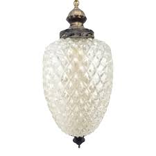 Vintage Pineapple Glass Nemo Signed Swag Hanging Lamp | Chairish