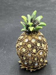 Pineapple Hinged Trinket Box/Figurine With Rhinestones-Small ...