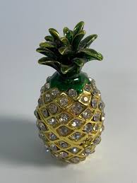Bling Pineapple Trinket Boxes Hinged Crystal Jeweled Enamel ...