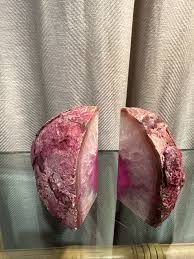 Bright Pink Agatha Geode Bookends | Chairish