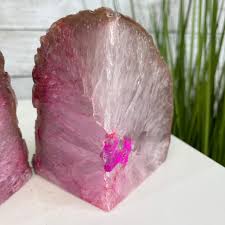 Pink Agate Stone Bookends by Brazil Gems Model #5151PA-023