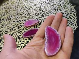 3PCS Agate Stone Slice Refrigerator Pink Magnet Crystal ...