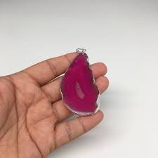 89.5cts, 2.9"x1.4" Blue Agate Druzy Geode Pendant Silver ...