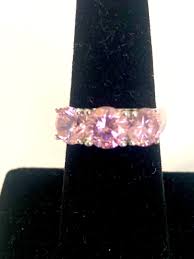 Pink 3 Stone Ring Rhodium Plated Silver Size 6 1/2 – Vintage ...