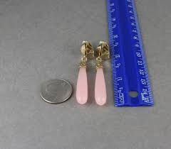 Pink Gold Clip On earrings plastic oval gem pendant clips ...