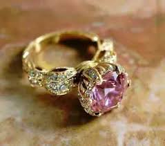 Lab Created Pink Sapphire 2Ct Round Wedding Ring 14K Yellow ...