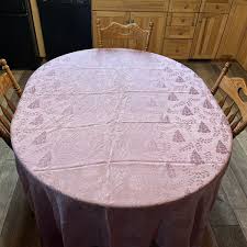 96” X 80” VTG BATES Tablecloth Lilac Lavender VGC Scalloped ...