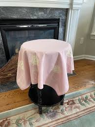 Pink Linen Tablecloth With Crochet Appliqué & Silk ...