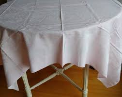 1950s Pink Damask Baroque Tablecloth Brocade Tea Cloth Baby ...